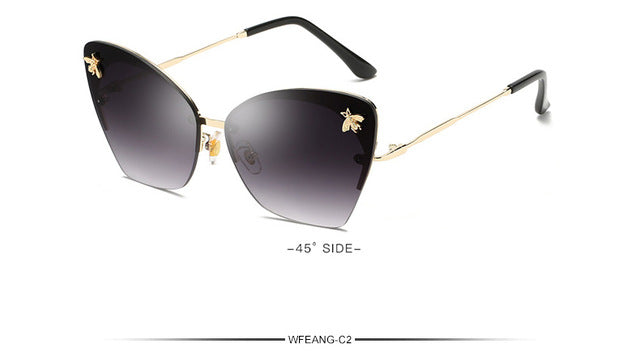 Women's Rimless Bee Decorated Sunglasses
