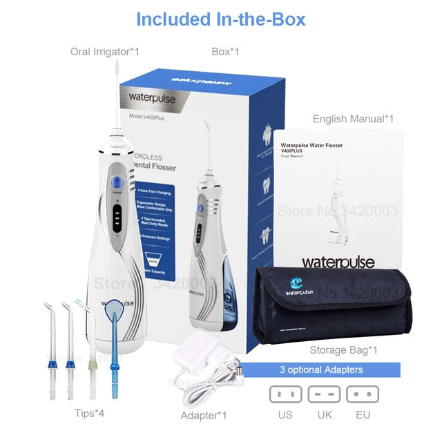 Portable Electronic Water-Pulse V400 Dental Flosser with Travel Kit