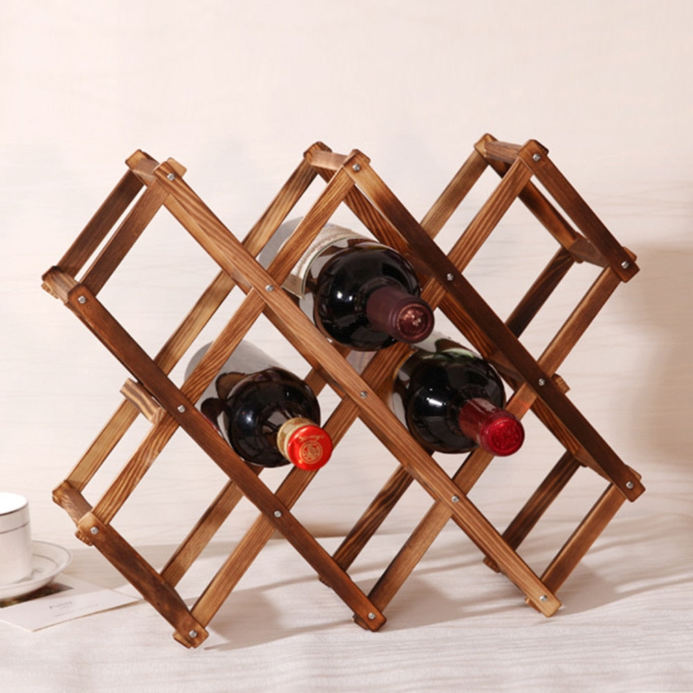 3/6/10 Wooden Wine Bottle Display Rack