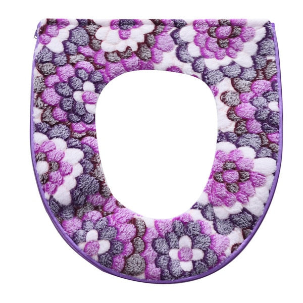 Warm Soft Toilet Seat Lid Cover with Zipper