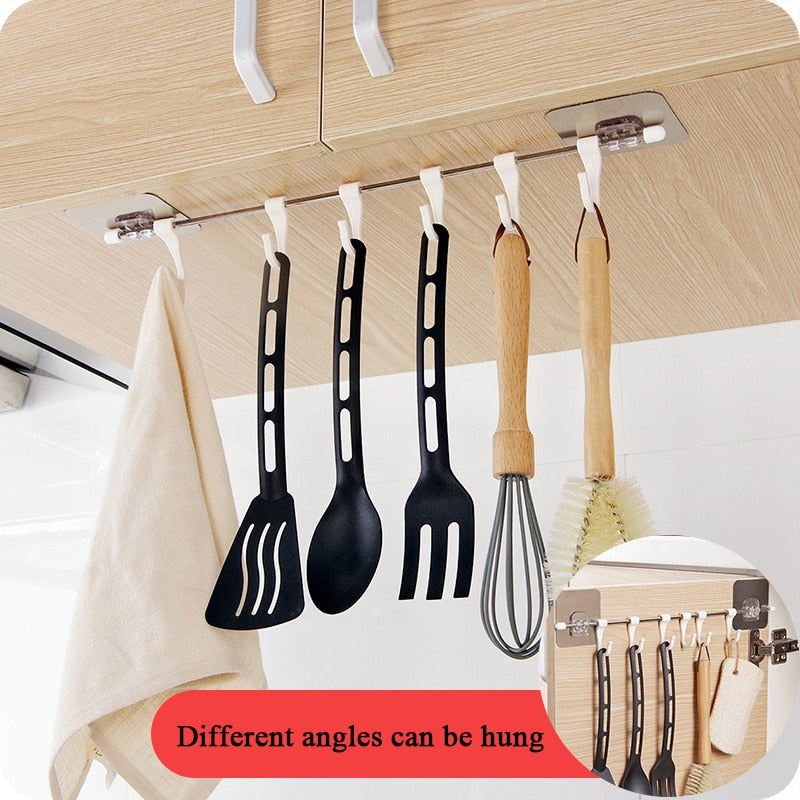 Hanging 6 Hook Kitchen Utensils Storage Organizer