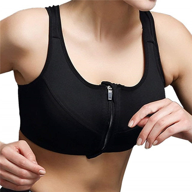 Women's Zipper Push-Up Fitness Sports Bra Vest