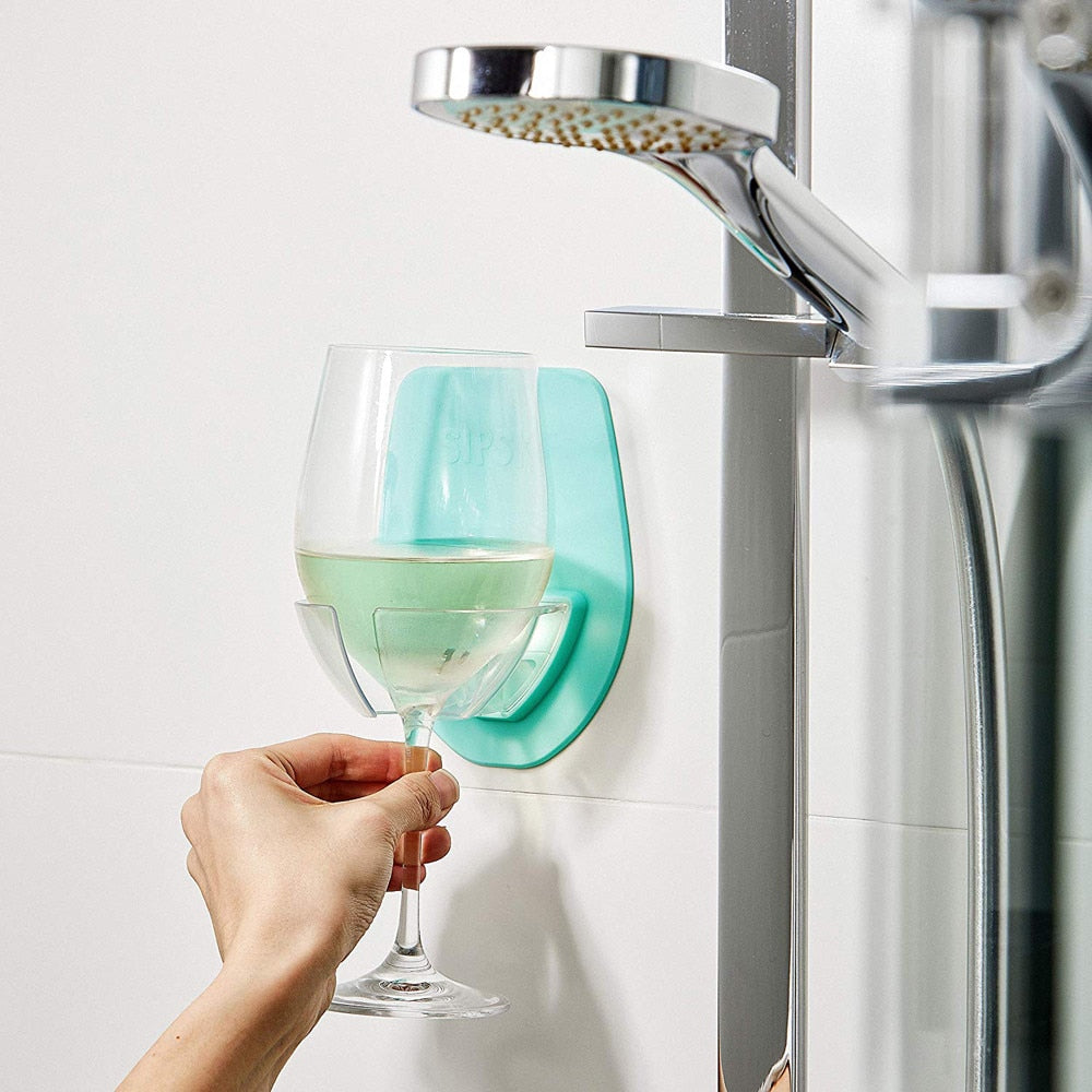 Shower Wall Mounted Wine Glass Holder