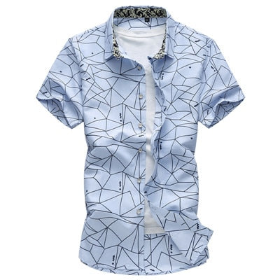 Men's Casual Short Sleeve Beach Button-Up Shirt