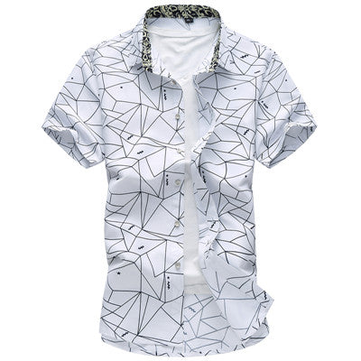 Men's Casual Short Sleeve Beach Button-Up Shirt