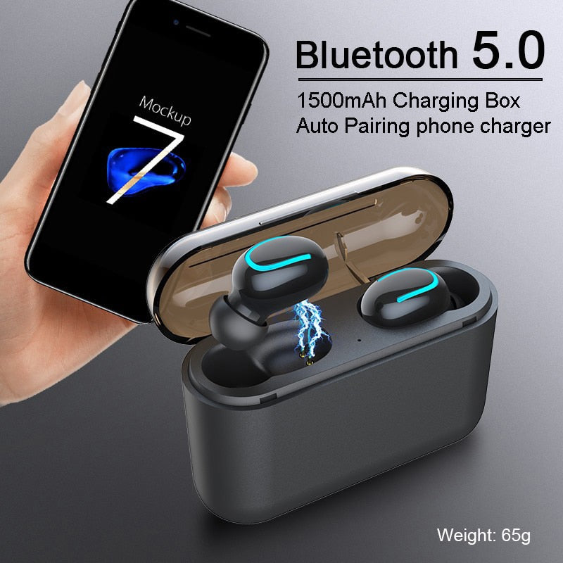 Bluetooth 5.0 IPX5 Waterproof Handsfree Earbuds with Free Charge Box