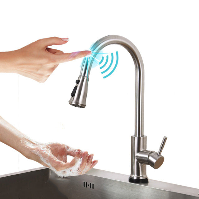 Stainless Steel Touch Inductive Dual Mode Kitchen Faucet