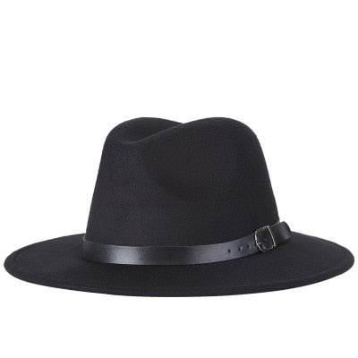 Unisex Casual Wide Brim Woolen Fedora