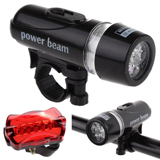 Ultra Bright 5 LED Waterproof Front & Rear Bicycle Lights