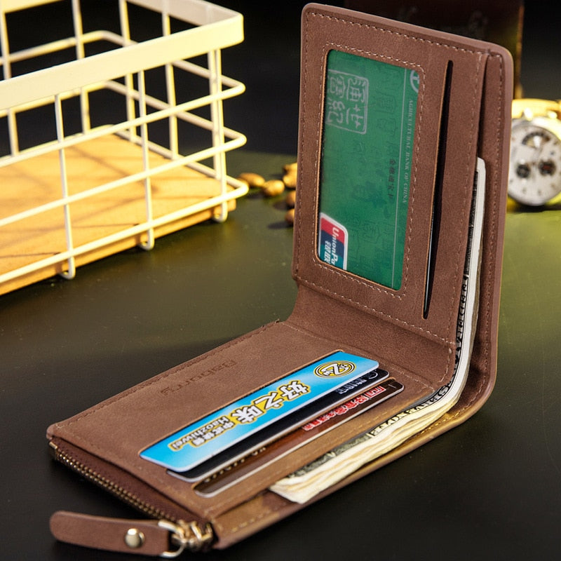 Men's Classic Style Billfold Wallet with Zipper