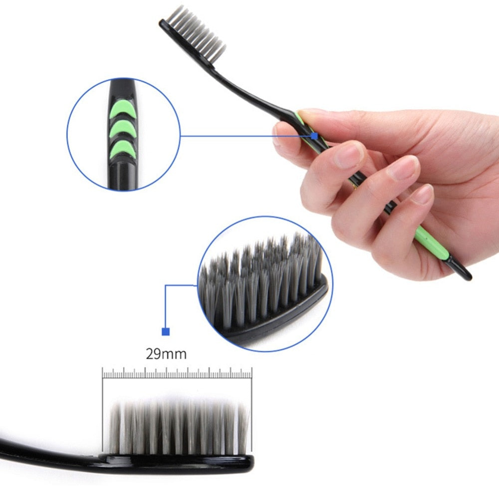 10Pcs Bamboo Charcoal Toothbrush Double Ultra Soft Toothbrush Set