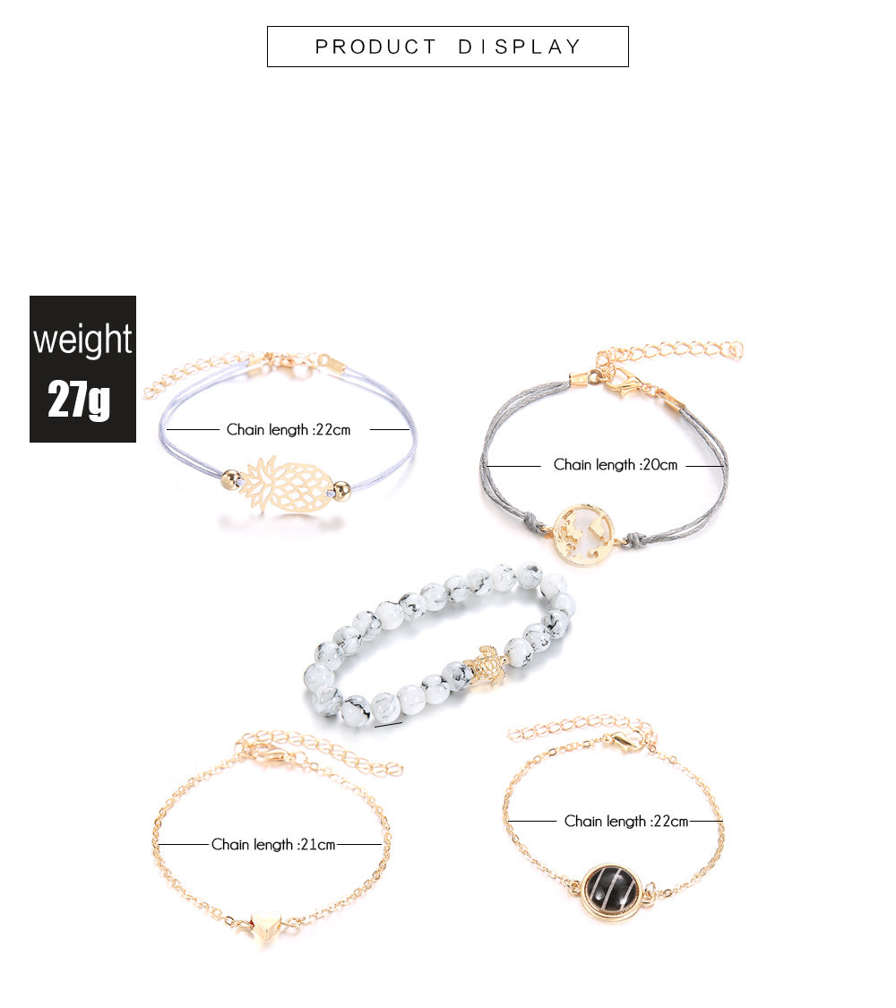5 Piece: Women's Charmed Fashion Sunshine Bracelet Set