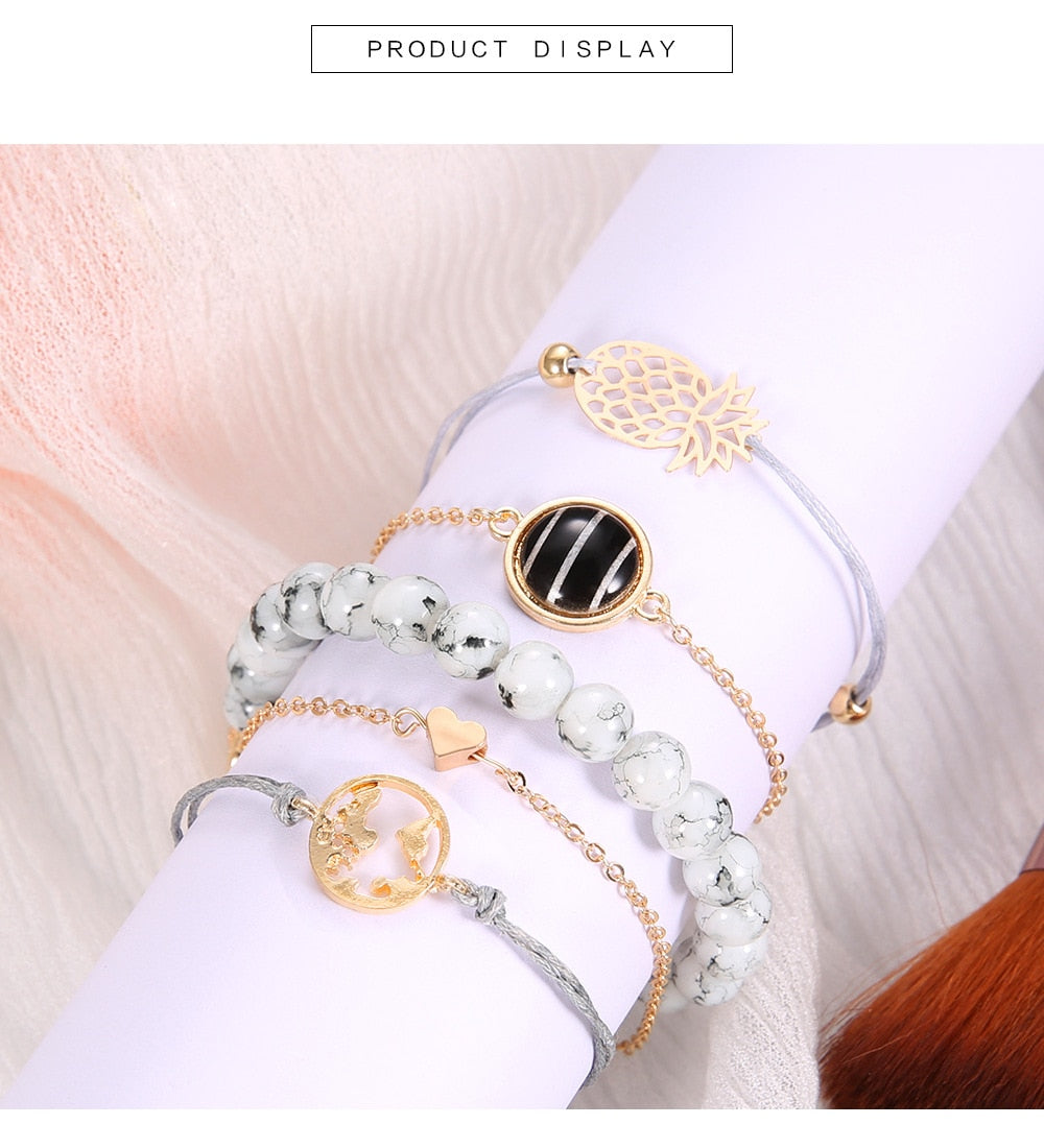 5 Piece: Women's Charmed Fashion Sunshine Bracelet Set