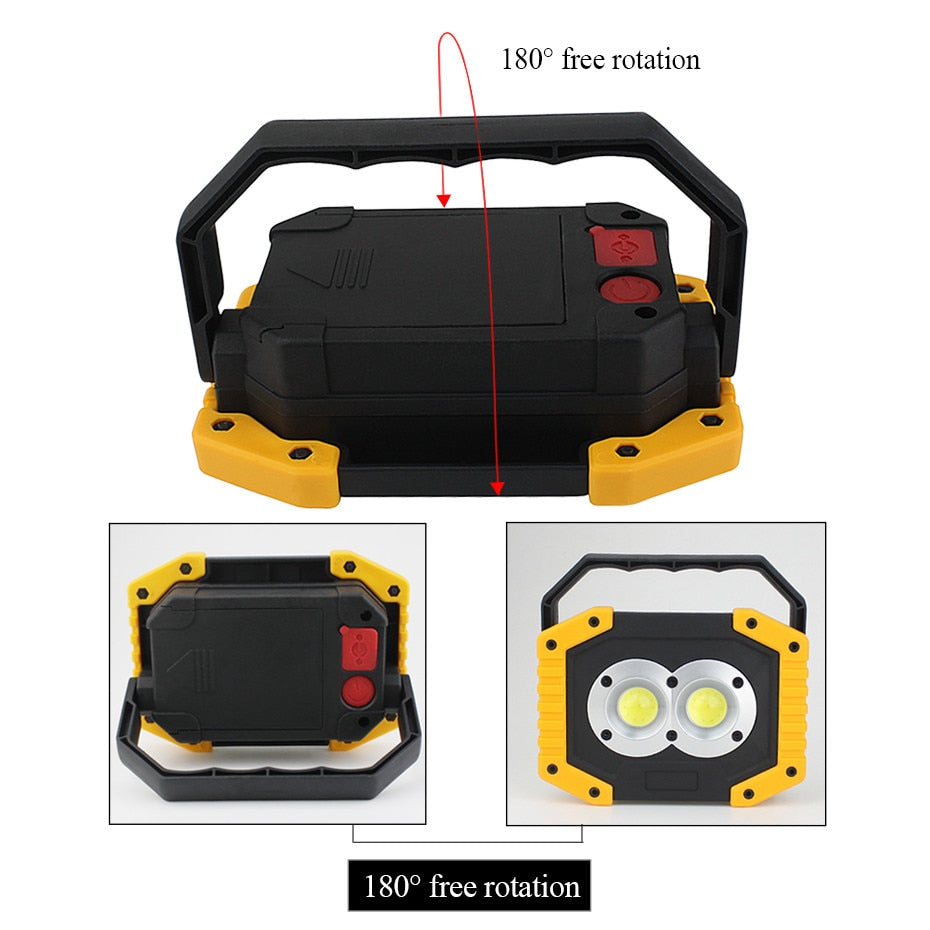 Portable 20W Waterproof COB LED Rechargeable 3-Mode Floodlight