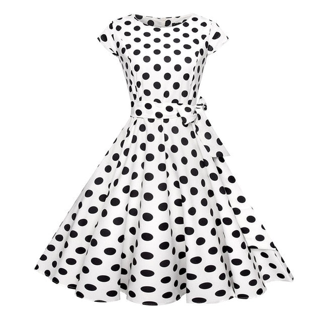 Women's Black White Polka Dot  or Floral Vintage Dress