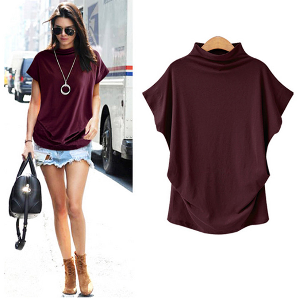 Women's Short Sleeve Batwing Loose Fit Top