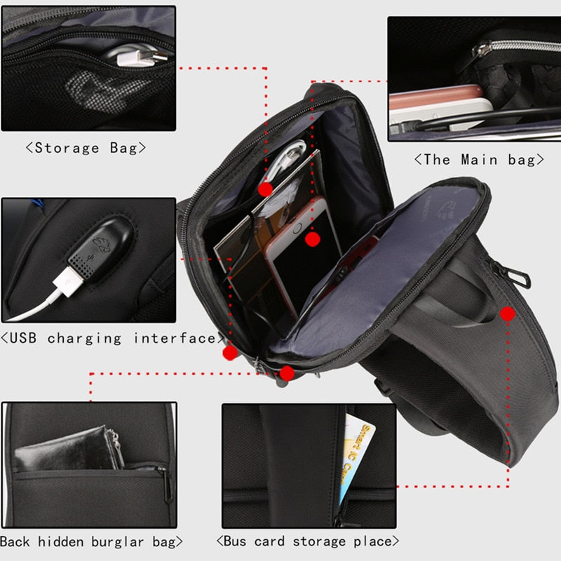Business Casual Crossbody USB Charging Travel Bag