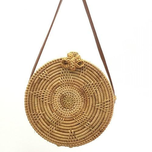 Women's Round Bohemian Straw Crossbody Shoulder Bag