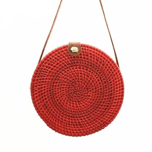 Women's Round Bohemian Straw Crossbody Shoulder Bag