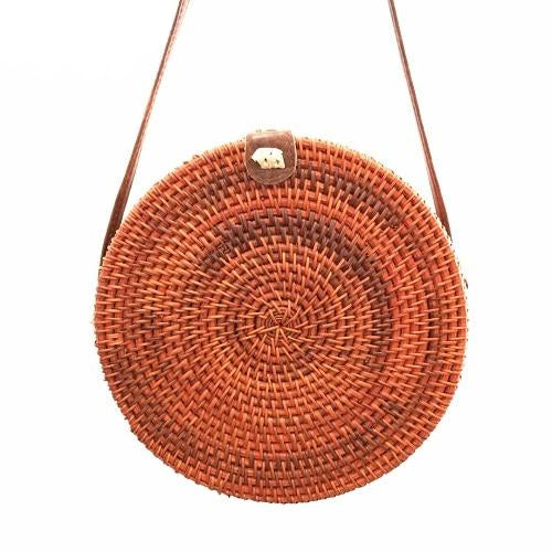 Women's Round Bohemian Straw Crossbody Shoulder Bag