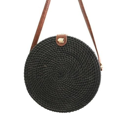 Women's Round Bohemian Straw Crossbody Shoulder Bag