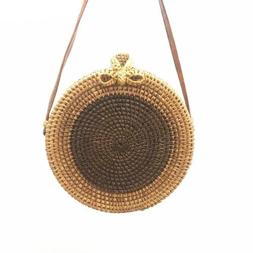 Women's Round Bohemian Straw Crossbody Shoulder Bag