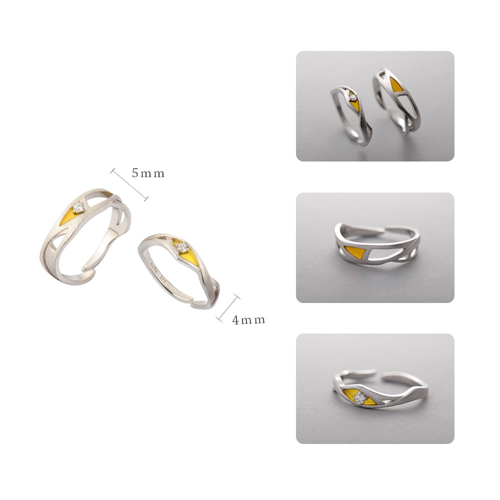 Cubic Zircon Wave Matching Couples S925 Silver Rings - His & Hers Available