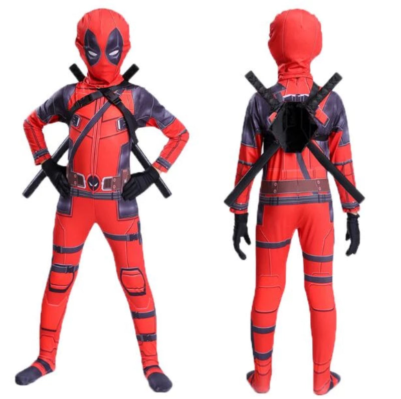 Kid One Piece Full Bodysuit Deadpool Costume with Mask