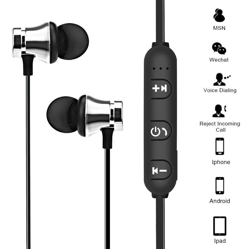 Magnetic Handsfree Sport Bluetooth Headphones with Mic