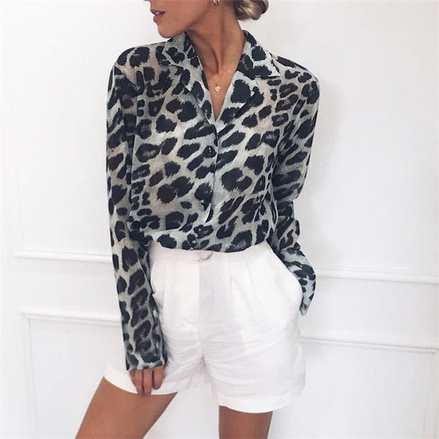 Women's Animal Print Chiffon Blouse