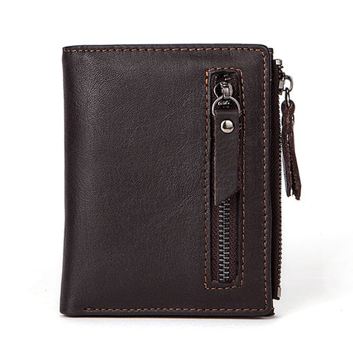Men's Genuine Leather Zip-Closure Wallet