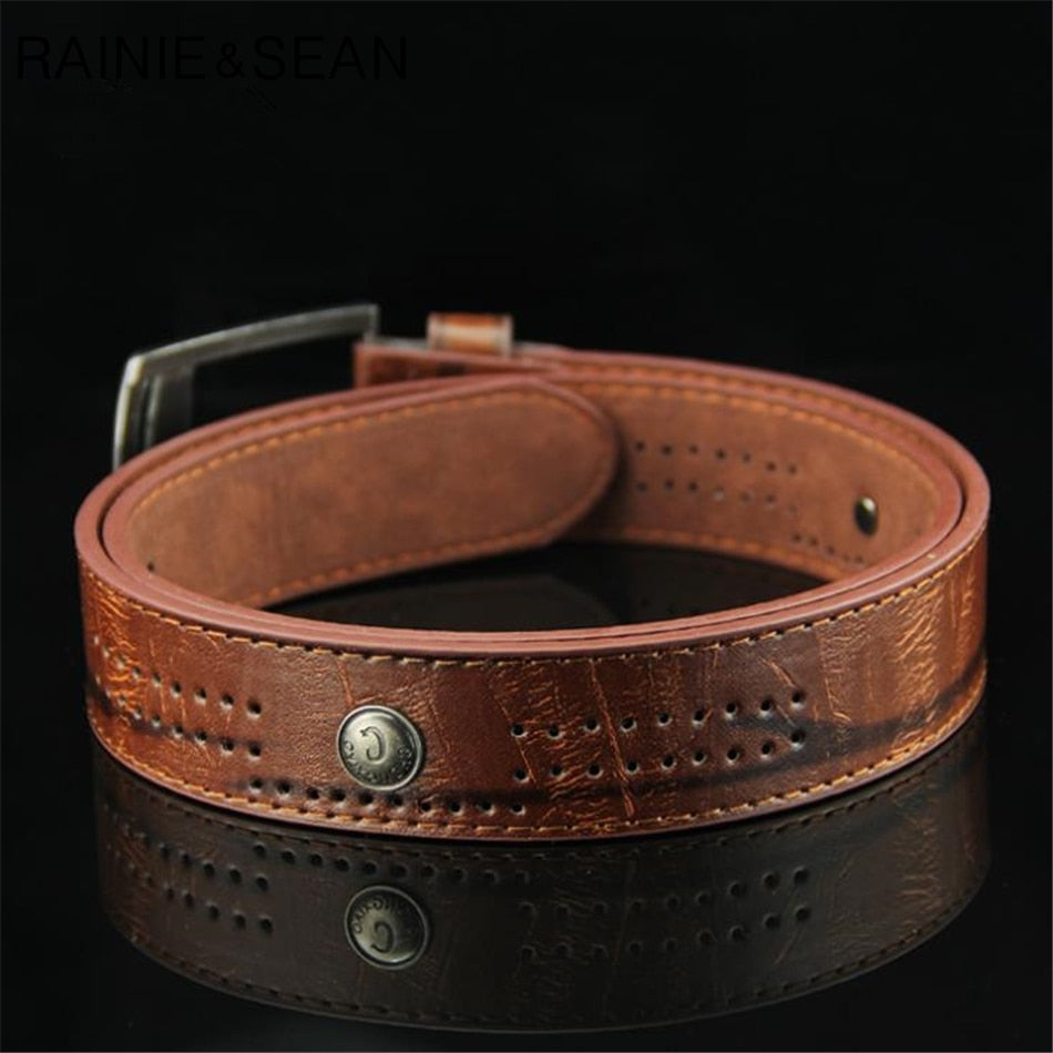 Men's Leather Belt with Rivets