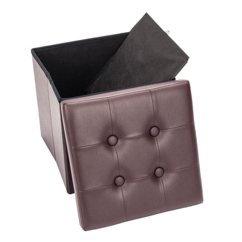 Square Leather Living Room Footstool Organizer