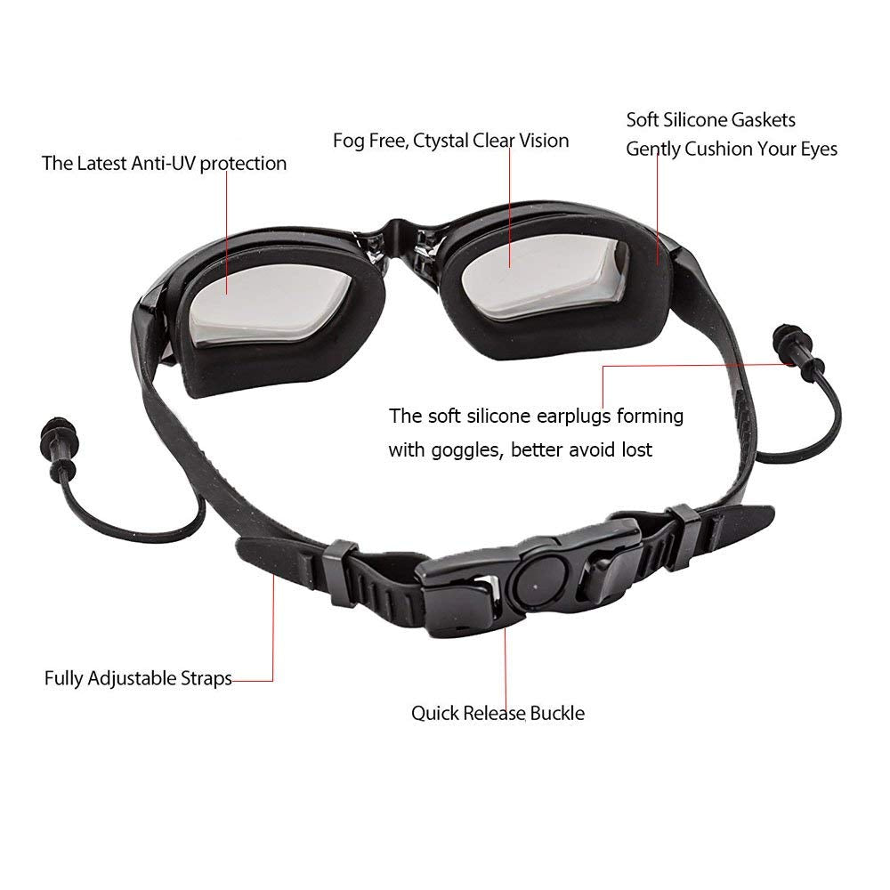 Myopia Anti-Fog UV Optical Prescription Swimming Goggles