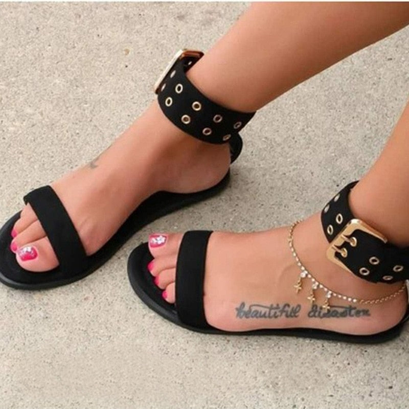 Women's Buckle Strap Flat Heel Fashion Sandals