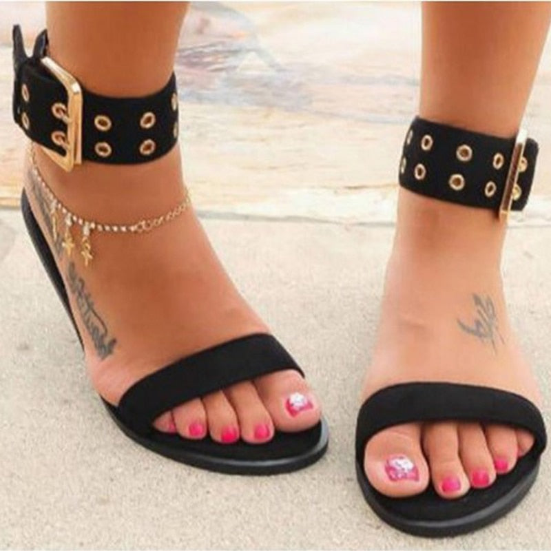 Women's Buckle Strap Flat Heel Fashion Sandals