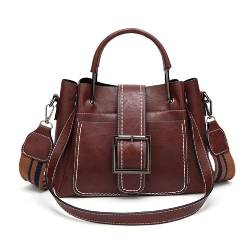 Women's Retro Trim PU Leather Handbag