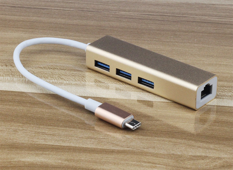 Type-C to USB Hub Samsung and MacBook Adapter with RJ45 Network Input
