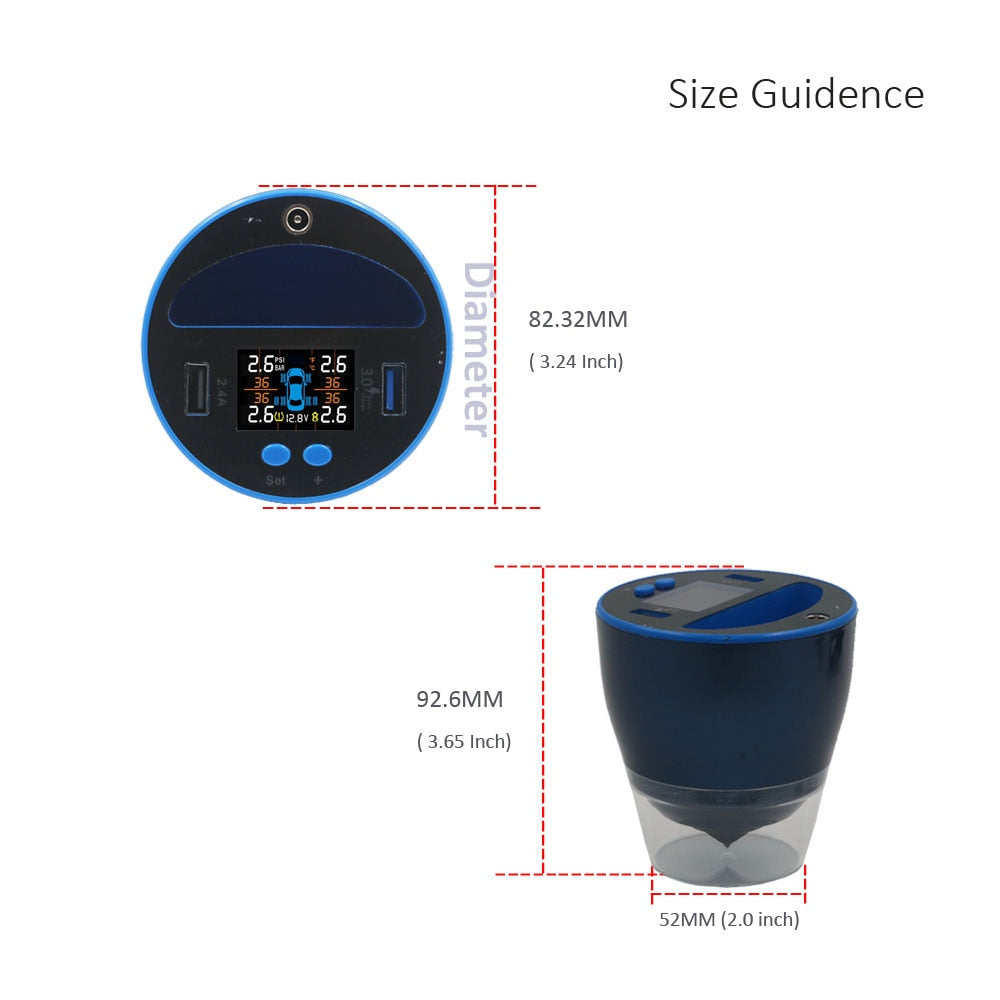 Auto LCD Car Tire Pressure Monitoring System with Dual USB Charge Ports