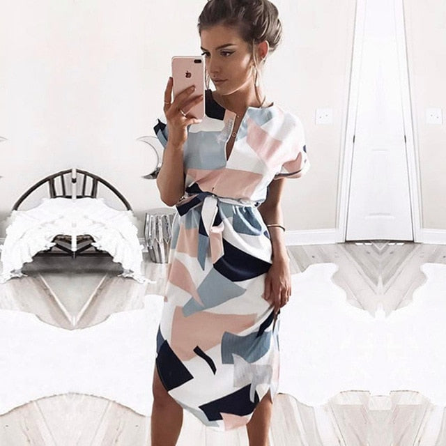Women's Elegant Geometric Vestido Dress