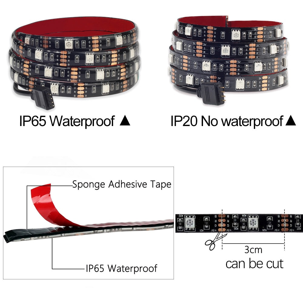 Flexible LED Waterproof Lighting Strip with Self-Adhesive Tape