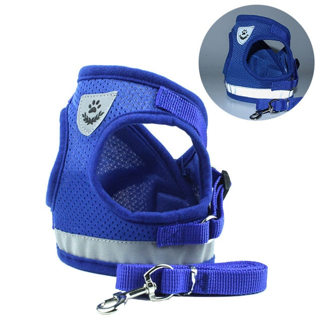 Adjustable Reflective Pet Vest for Walking Lead with Mesh Harness