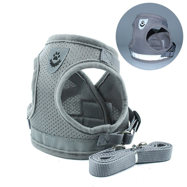 Adjustable Reflective Pet Vest for Walking Lead with Mesh Harness