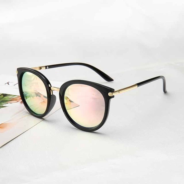 Women's Retro Reflective UV400 Flat Lens Sunglasses