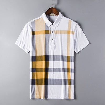 Men's Designer Plaid Business Polo T-Shirt