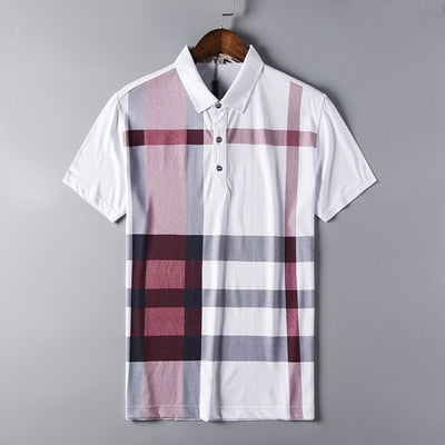 Men's Designer Plaid Business Polo T-Shirt