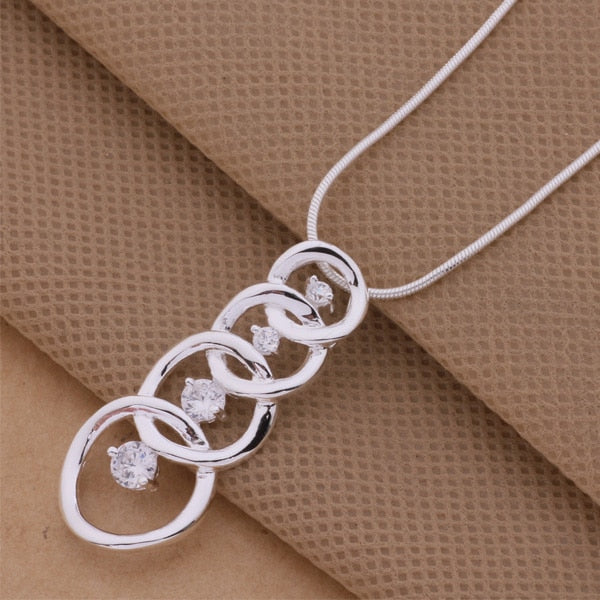 Women's 925 Sterling Silver Hoop & Crystal Necklace and Pendant