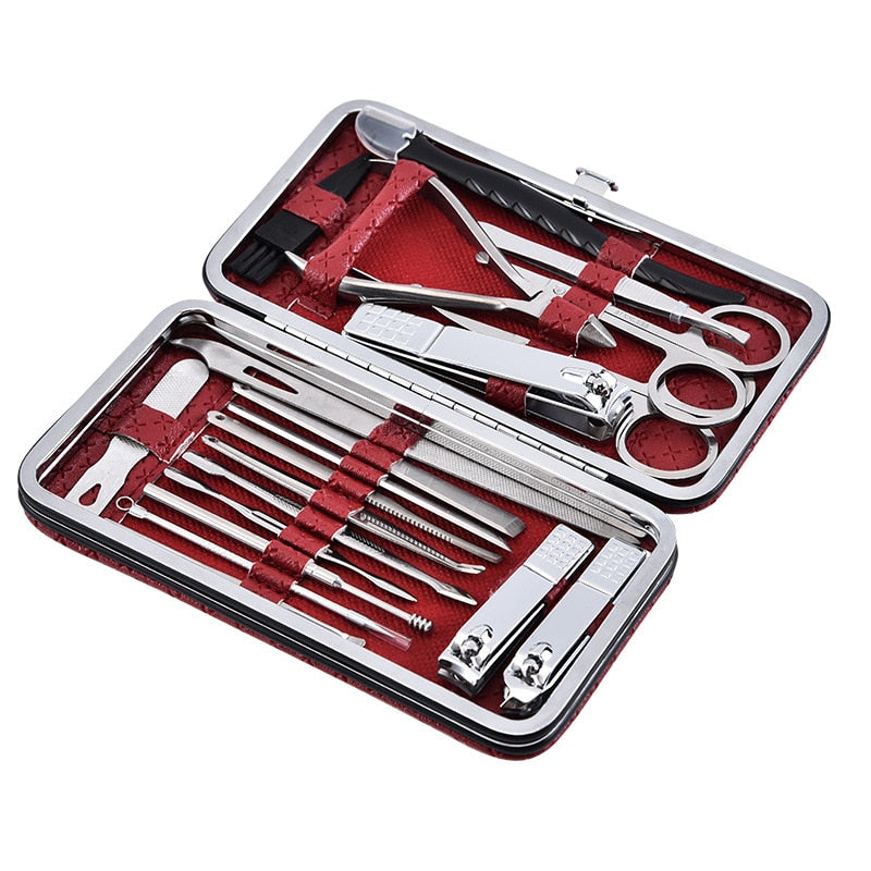 20 Piece: Multi-Function Stainless Steel Travel Nail Care Kit