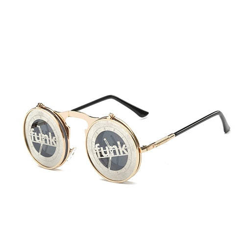 Unisex Retro Steampunk Round UV400 Sunglasses
