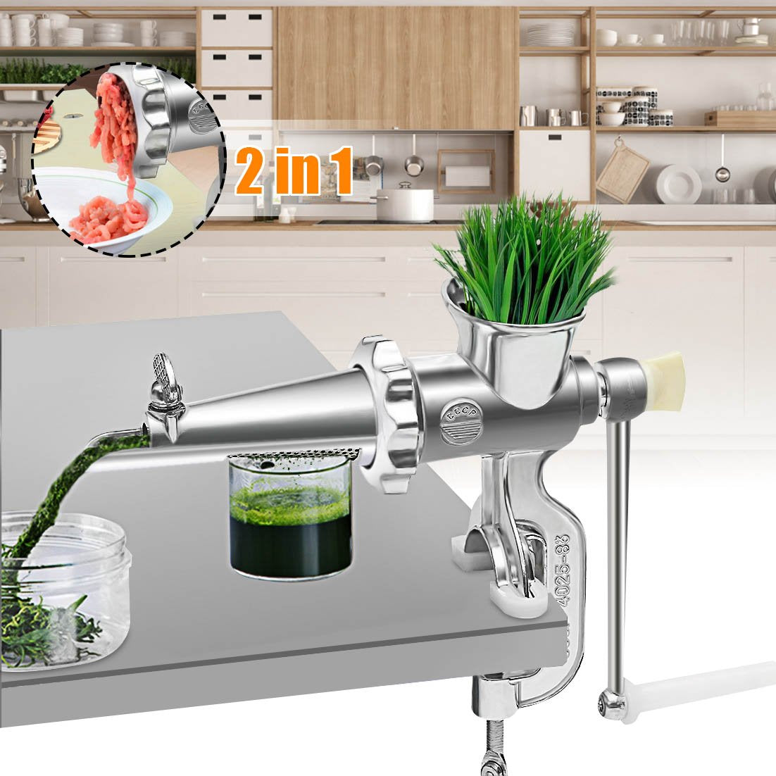 2-in-1 Household Manual Hand Operated Juice Squeezer and Meat Grinder